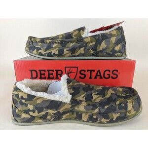 DEER STAGS Slipperooz Spun Slipper Men 12 M Brown Camo Faux Fur Slip On Shoes